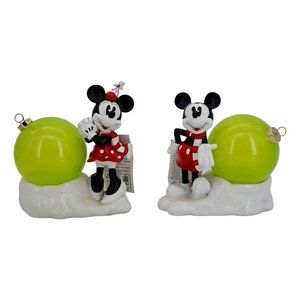 Disney Christmas Figure Ornament Display Mickey Minnie Light Up Green Holiday 2